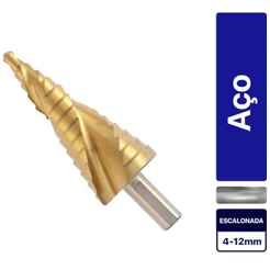 Broca escalonada aço rápido 4 a 12 mm - 723539 - MTX