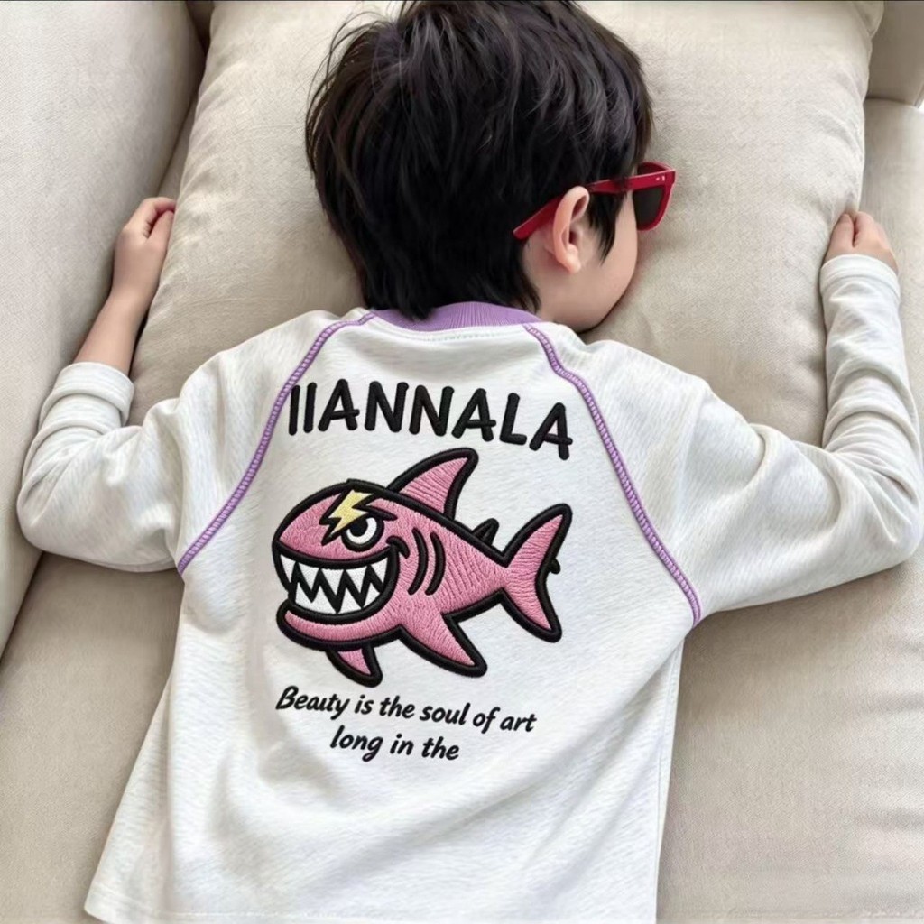 100% algodão meninos camiseta de manga comprida camisa de fundo linha superior primavera outono novo estilo crianças méd