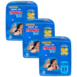 Kit 3 Fraldas Turma Da Mônica Mega XXG - 66 Tiras