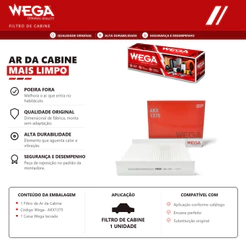 Filtro Do Ar condicionado cabine Fiat LINEA PUNTO E-TORQ FLEX – Wega AKX1375
