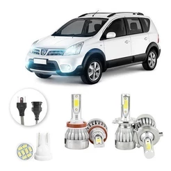 Lâmpadas Ultra Led Nissan Livina 20000lm Alto Baixo e Milha + Pingo Led