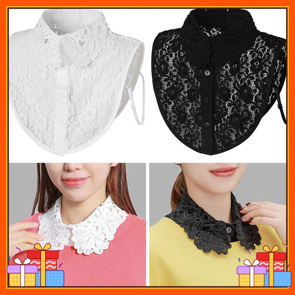 Colar Falso , Gola Falsa Preta Branca Destacável , Meia Camisa De Renda Fashion Feminina Meninas