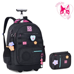 Kit Mochila de Rodinhas e Estojo Plush Glitter Rebecca Bonbon
