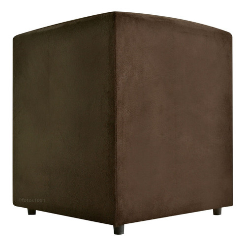 Puff Quadrado Cubo Suede Banqueta Puff Sala Cor Marrom Mogno