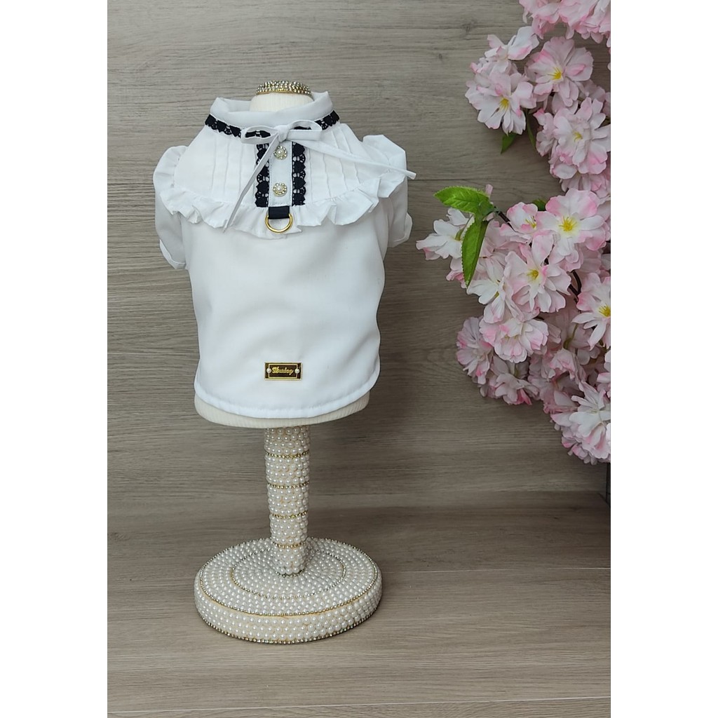 Blusa Renda Coração Branca para cachorro e gato