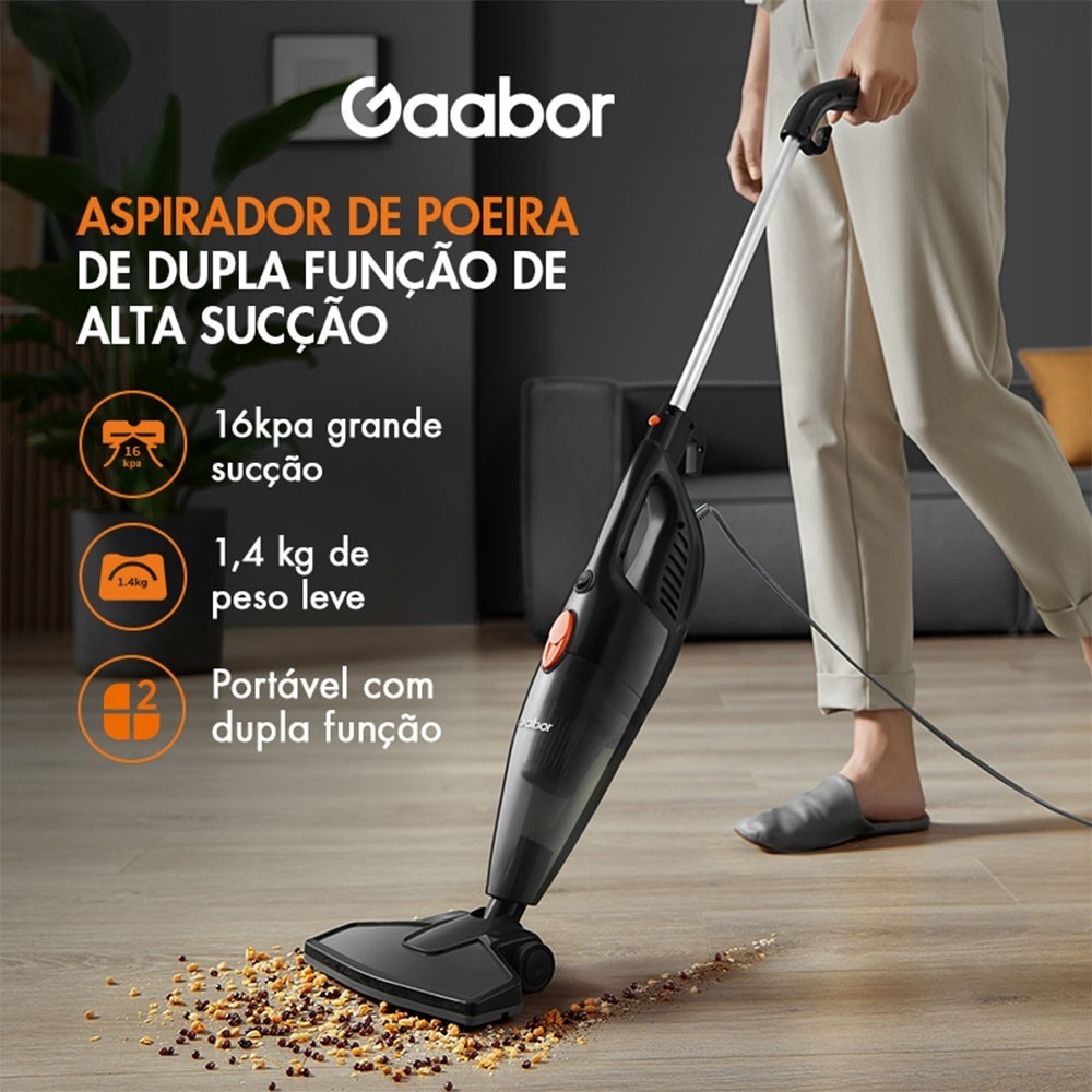 Gaabor Aspirador 2 em 1 127V 16000Pa Sucção Forte Com Haste Dust Off Portátil GVCW M15A em Oferta na Shopee