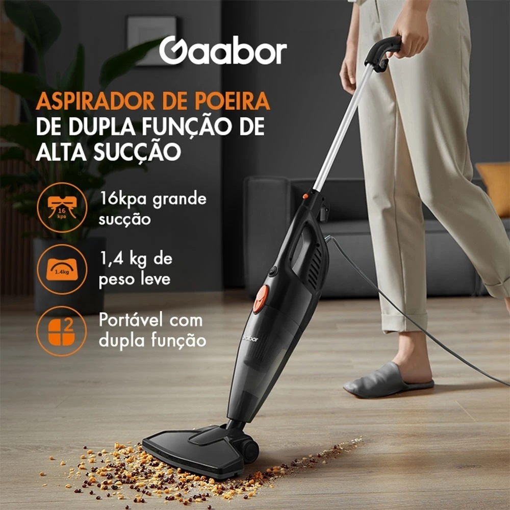 Gaabor Aspirador 2 em 1 127V 16000Pa Sucção Forte Com Haste Dust Off Portátil GVCW M15A