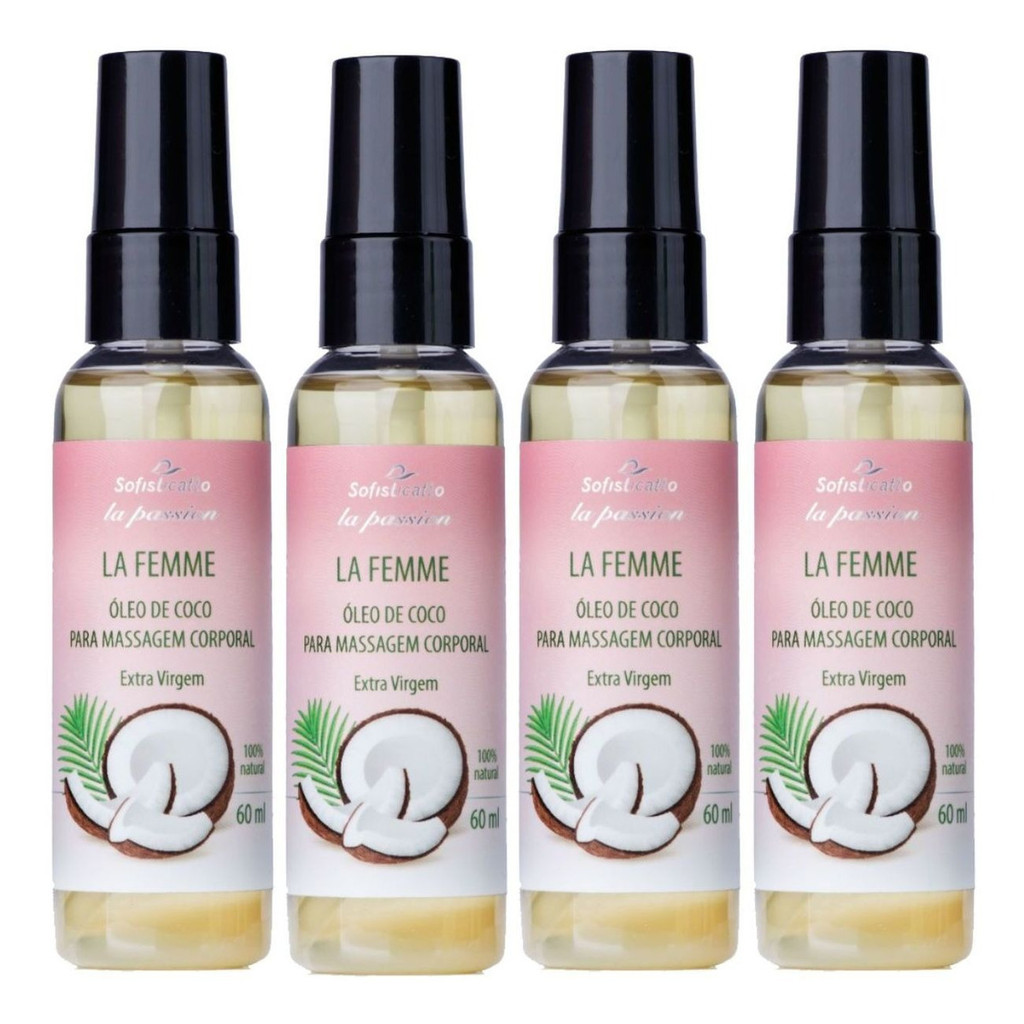 Kit 4 Óleo De Coco Extra Para Massagem Corporal Femme 60ml