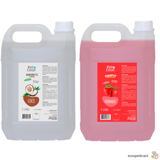 KIT 2 Shampoo Banho e Tosa, Hidratante e Condicionador 5 Litros Pet Clean Cachorro Cães e Gatos