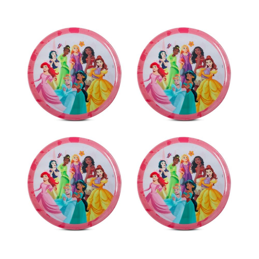 Kit 4 Pratos Rasos Infantil Disney Princesas Melamine 20cm em Oferta na Shopee