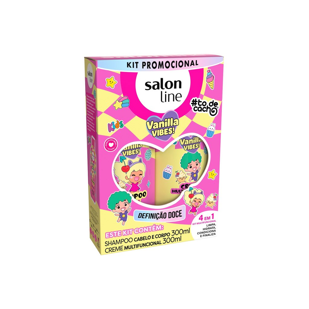 Kit Shampoo 300ml + Creme Multifuncional 300ml #todecacho Kids Vanilla Vibes! em Oferta na Shopee