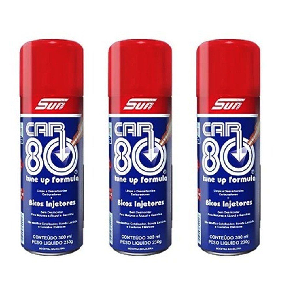 Kit 3 Descarbonizante Car80 Limpa Bico Carburador
