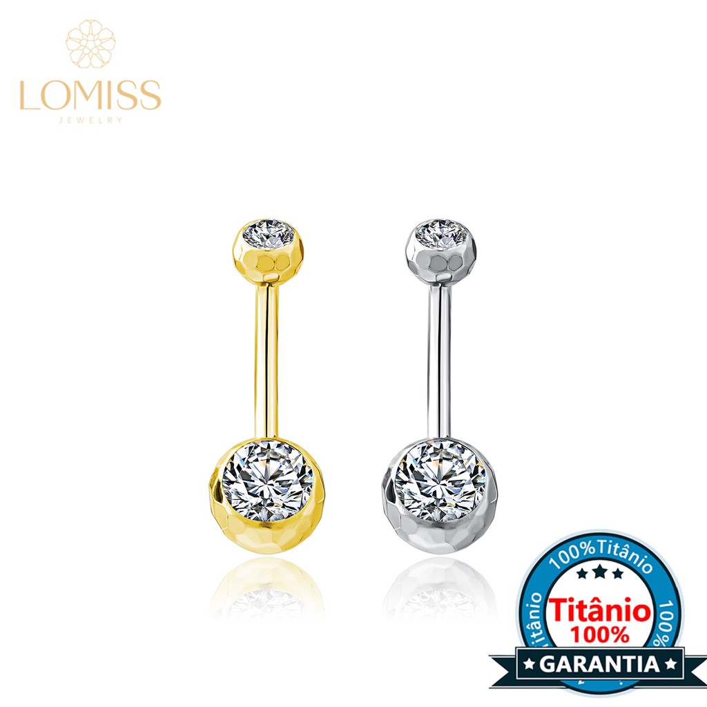 Piercing Banana Umbigo Titânio Pvd Lapidado - 2 Pedras Zircônia Cravejada Estrela Com Rosca em Oferta na Shopee