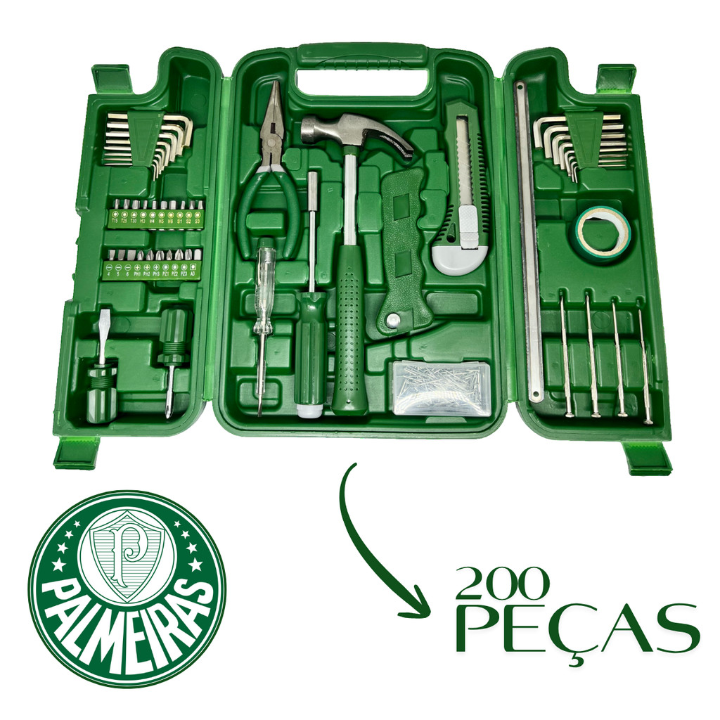 Maleta com Jogo de Ferramentas com 200 Peças Palmeiras Titanium Platina em Oferta na Shopee