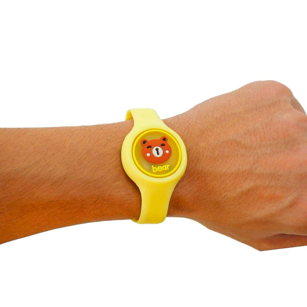 Pulseira Relógio Infantil Amarelo Repelente Anti Mosquito