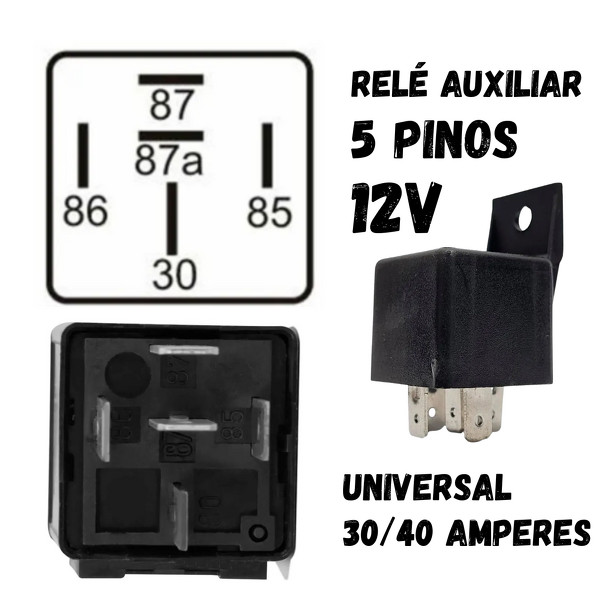 Kit 20 Relé 5 Termináis Automotivo Universal Reversor 12V