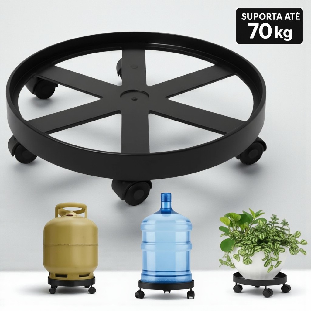 Suporte com Rodinhas para Botijão de Gás | Multiuso para Vasos, Galão ou Plantas – Base Reforçada em Oferta na Shopee