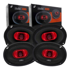 2 Pares Alto Falante Medio Grave Corneta Hurricane Pro MBC690 6x9 2 Vias 230W RMS 4 Ohms
