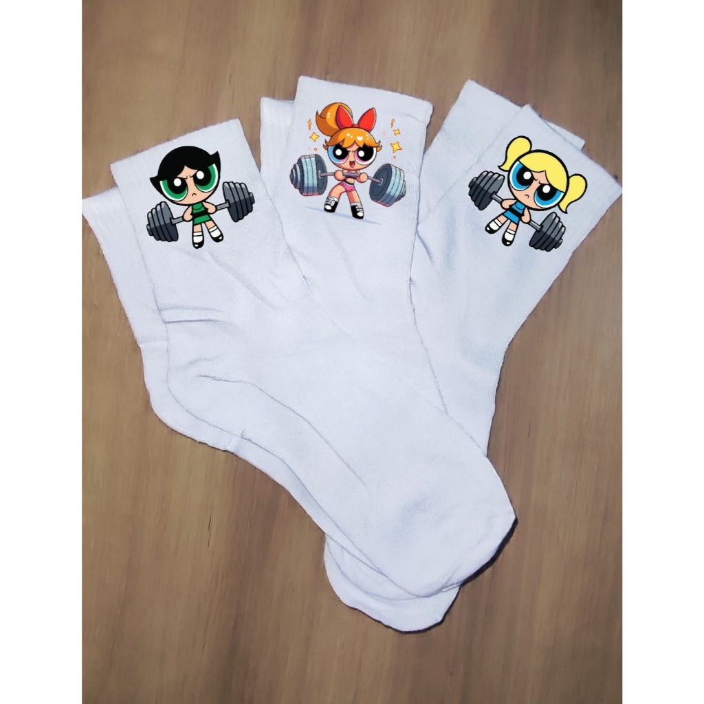 Kit meias Meninas Maromba academia crossfit meias personalizadas 3 unidades em Oferta na Shopee