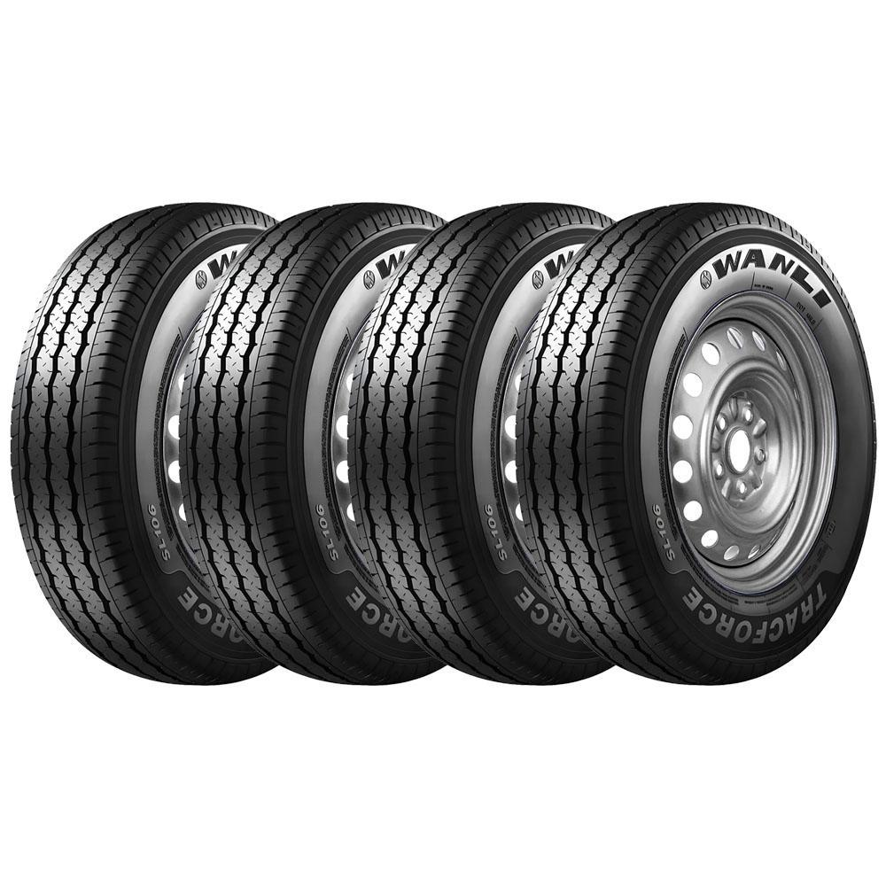 Pneu Wanli Sl106 185R14C Aro 14C 102/100R 8 Lonas Kit4 em Oferta na Shopee