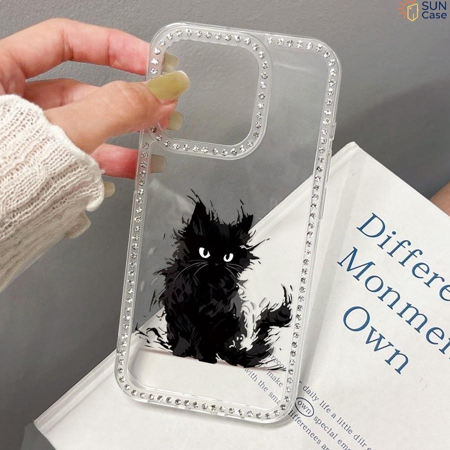 Capinha Para iPhone 15 14 13 12 11 XR Pro Capa Ce Celular Normal Com Diamante Glitter Transparente SZK 1004