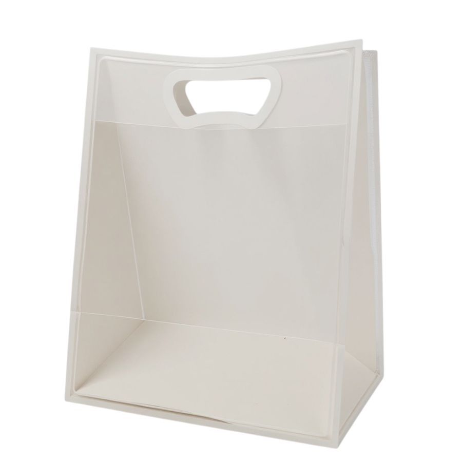Sacola Transparente Fosca Pvc Alça Plana Branca - 40x30x12cm - 1 unidade - Cromus - Rizzo