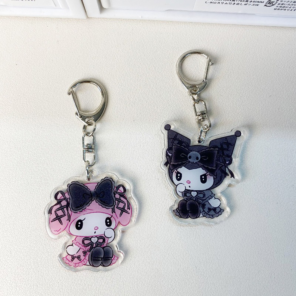 Kawaii Kuromis Melodias Gótico Estilo Escuro Chaveiro Acessórios Casal Dos Desenhos Animados Acrílico Pingente Mochila D