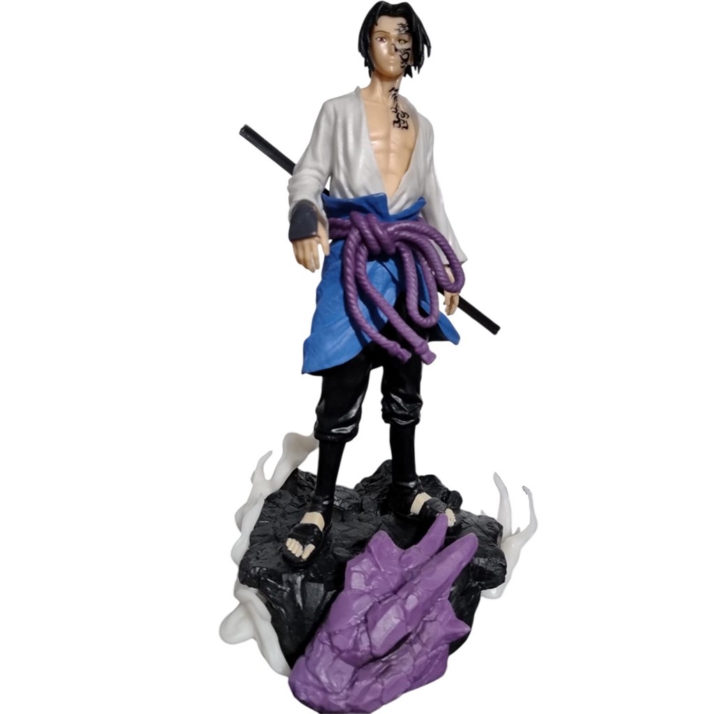 Estátua Action Figure Sasuke Uchiha Marca Da Madição Anime Manga Naruto Shippuden Kusanagi e Base