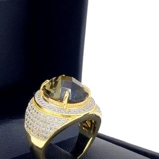 Anel Cristal Cravejado Pavé Zirconias Banho De Ouro 18k 2598