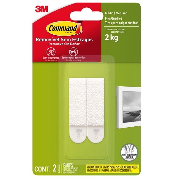 Fixa Quadros Adesivo Command Medio ATE 2KG 2 Unidades 3M em Oferta na Shopee