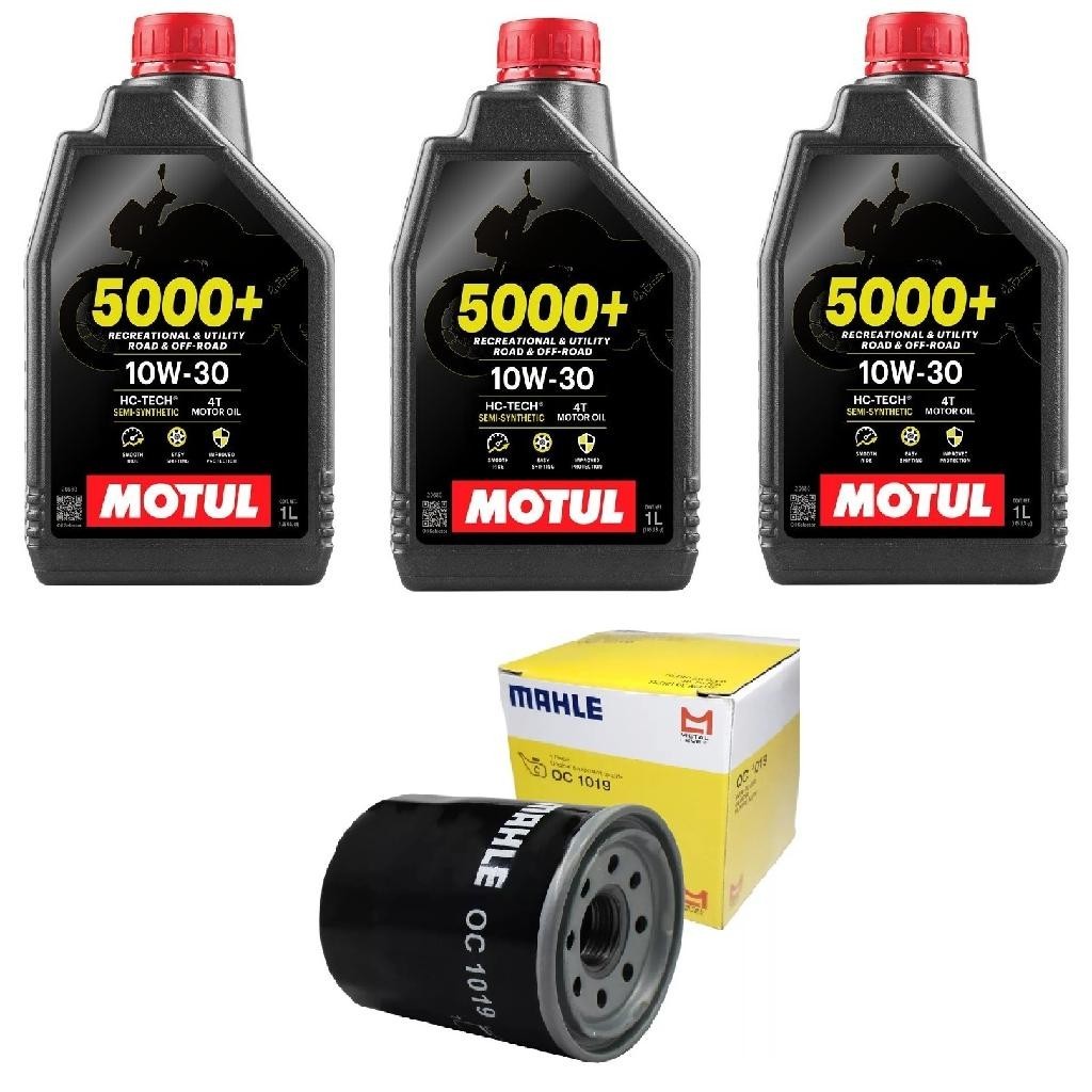 Kit Troca de Óleos 3 Motul 5000+ 10W30 4T 1L + 1 filtro Mahle CB 650f 2014 a 2022 CBR 650F 2014 a 2016