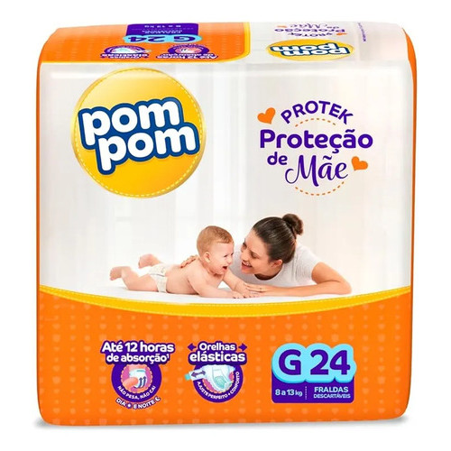 Fralda Pom Pom Protek Proteção De Mãe Jumbo G 24 Unidades