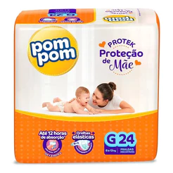 Fralda Pom Pom Protek Proteção De Mãe Jumbo G 24 Unidades