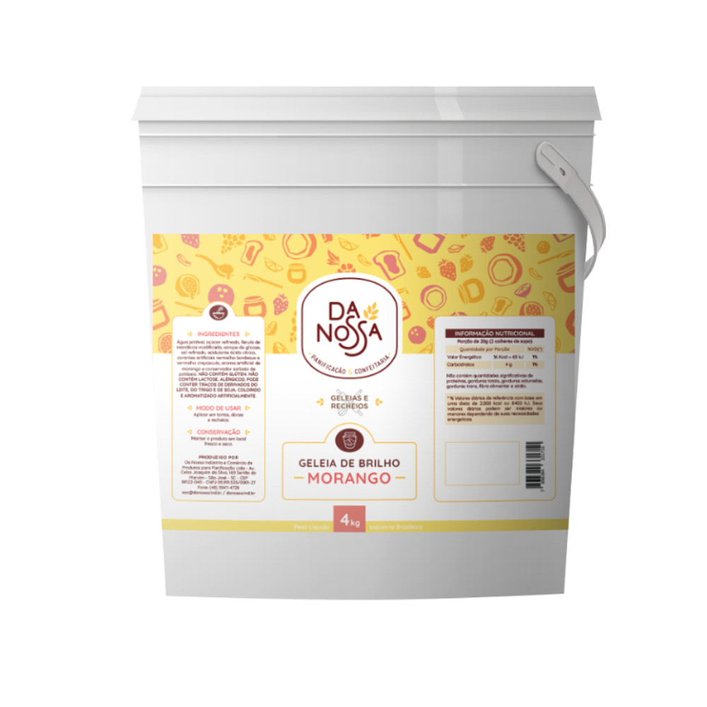 Geleia De Brilho Pote 4kg - Da nossa Morango