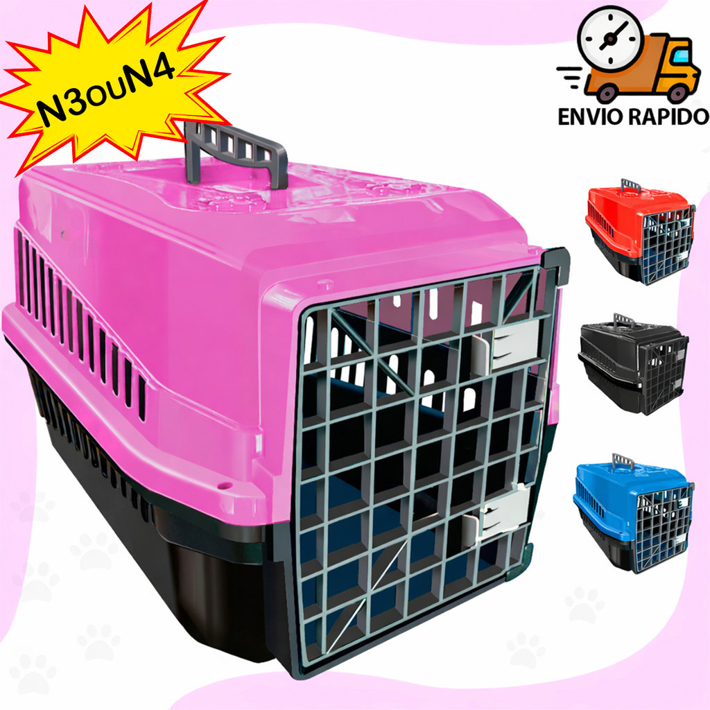 Caixa de Transporte N 3 ou 4 Cachorro Gato Coelho Caixa de Transporte Pet 2 Travas 1 Alça