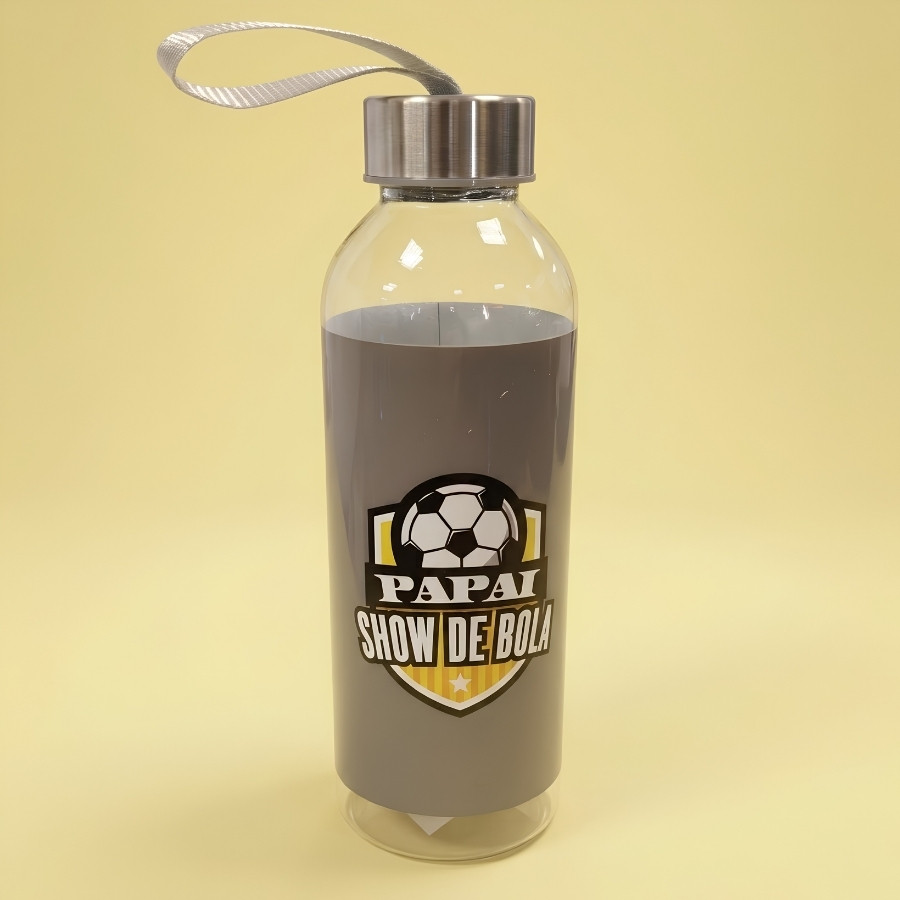 Garrafa Transparente com Alça - Papai Show De Bola - 550ml - 1 unidade - Rizzo