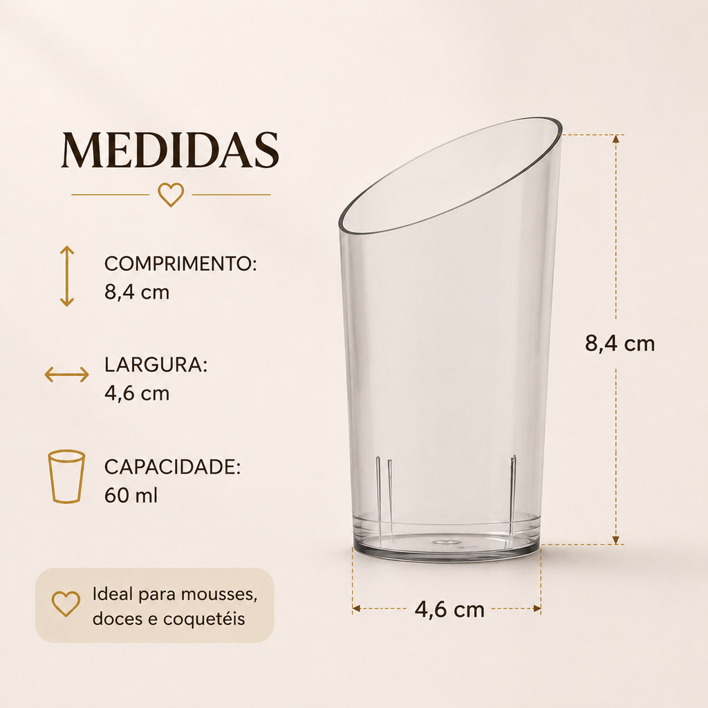 Detalhes do Copo 60ml Verrine + Colher Americana 20/40/60/80 Unidades Plastilânia
