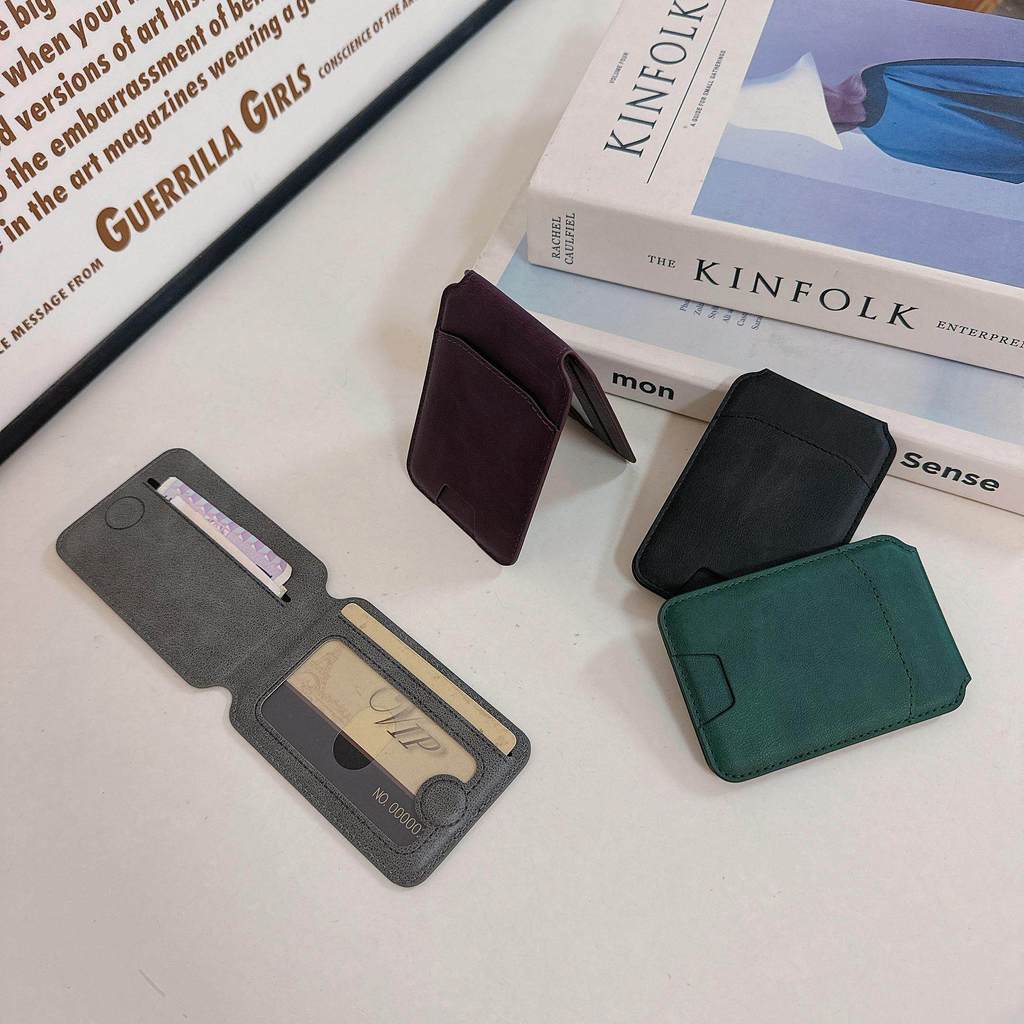 carteira magsafe Porta-cartões magnético Magsafe de couro simples Suporte dobrável para celular Armazenamento Estrutura