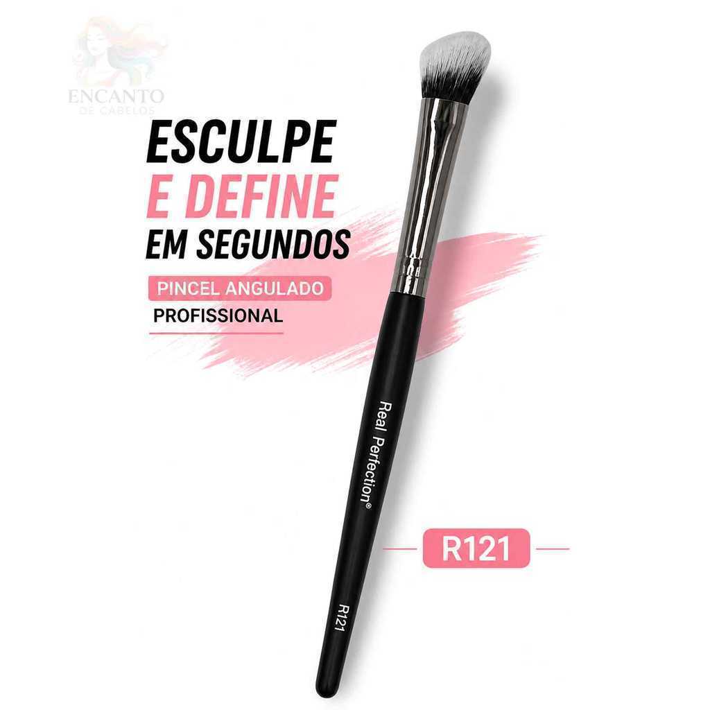 Pincel de Contorno Facial Profissional – Maquiagem, Blush, Bronzer, Efeito Lifting Natural Cerdas Macias Alta Definição