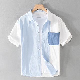Design de verão Casual costura masculina camisa de manga curta solta puro algodão juventude verão na moda camisa masculi