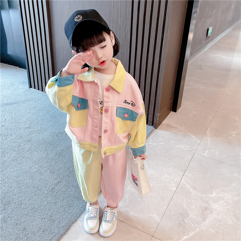 Meninas Denim terno primavera outono 2026 novo estilo moda bebê menina roupas infantis moda primavera roupas de duas peç