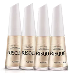 Kit 4 Esmalte Risqué Cintilante Platino com 8ml