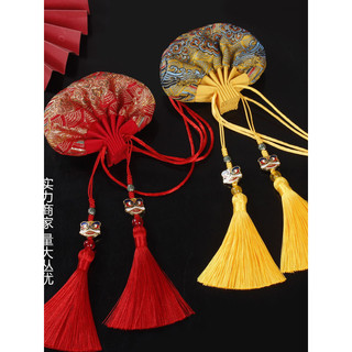 Estilo chinês bordado saquinho saco antigo Hanfu portátil saquinho artesanal nó borla bolsa saco de cabelo Fetal