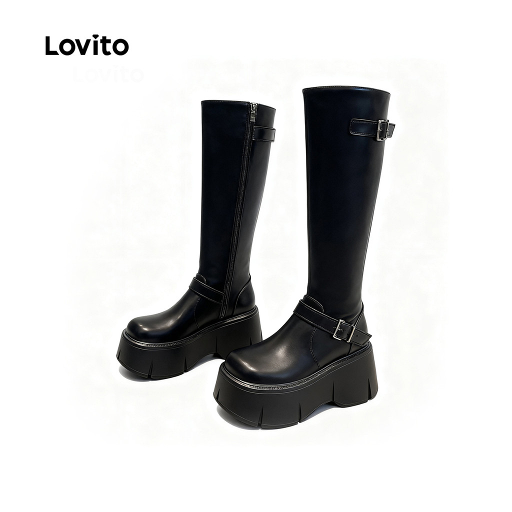 Lovito Botas Casuais De Plataforma Estilo Coreano Para Mulheres LFA97044