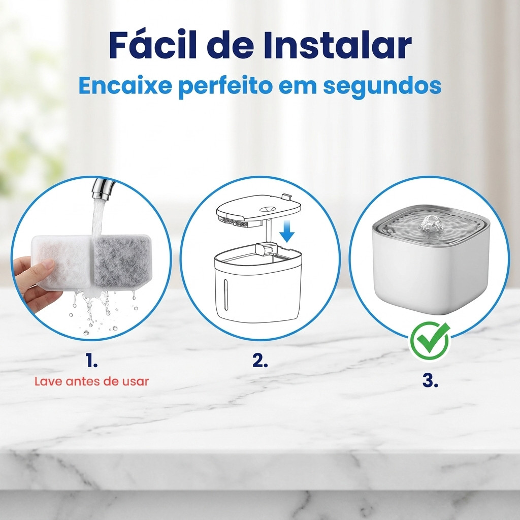 Refil Filtro para Fonte de Água Pet 10,5x4,5cm – Reposição para Bebedouro de Gatos e Cachorros