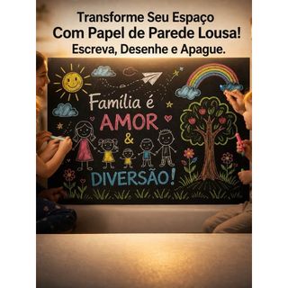 Lousa Adesiva 2m x 45cm Papel de Parede Quadro Negro Decorativo Fosco Acompanha Giz Colorido Check List Escrever