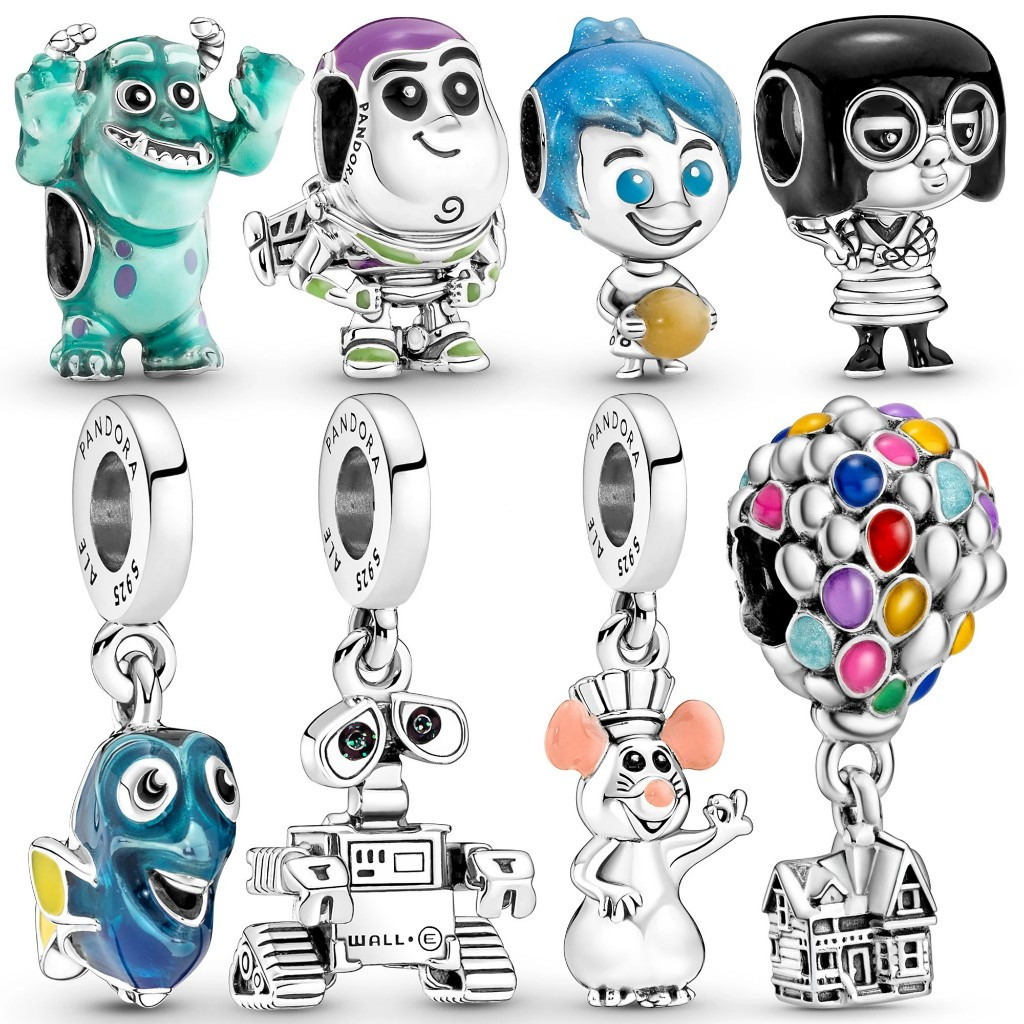 [PROMOÇÃO] Disney Série Frisado Charme S925 Banhado A Prata Berloque Pingente DIY Pulseira Colar Acessórios