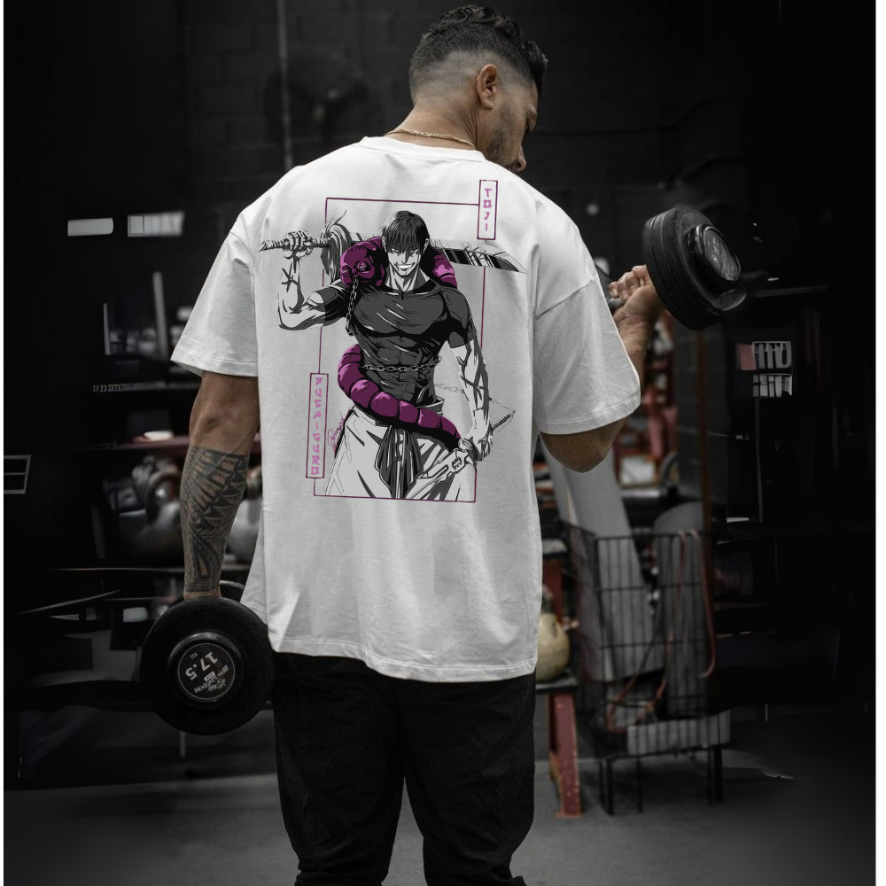 Camiseta Oversized Masculina Para Academia Anime Toji Jujutsu Japonês Camisa Streetwear Estilosa