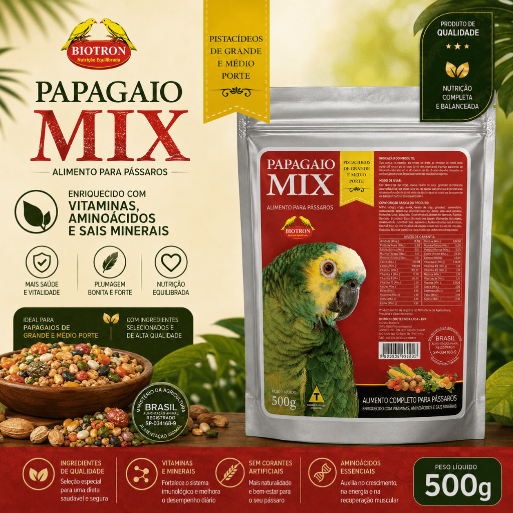 Biotron Papagaio Mix - 500g