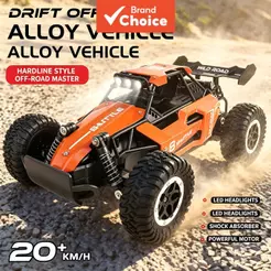 Carro RC Off-Road de Liga de Alta Velocidade – Controle Remoto com Luzes LED e Amortecedores Independentes, Caminhonete